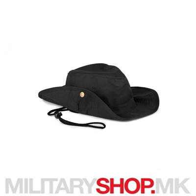 Црн SAFARI шешир со врвца од памук